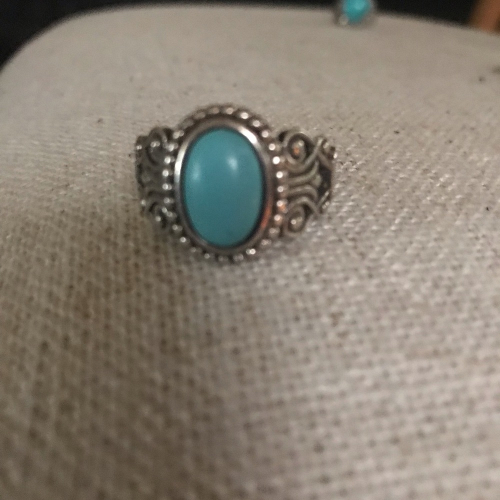 Vintage 925QT silver turquoise ring size 8